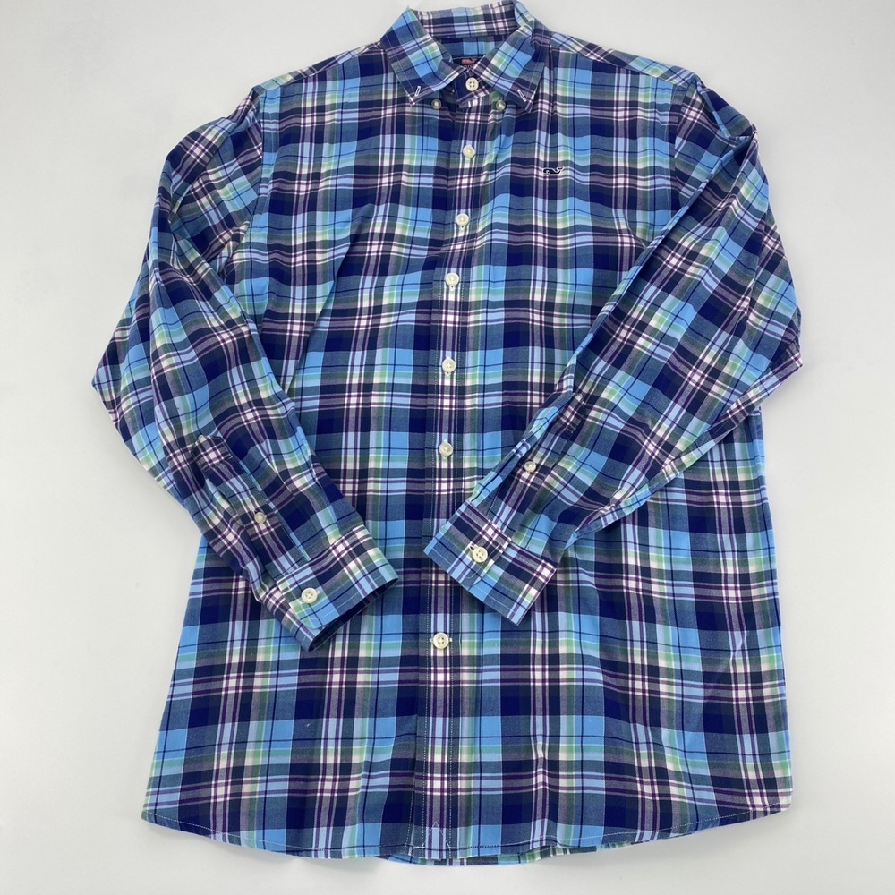 Vineyard Vines Whale Shirt Men's Plaid Button Down Long Sleeve Cotton